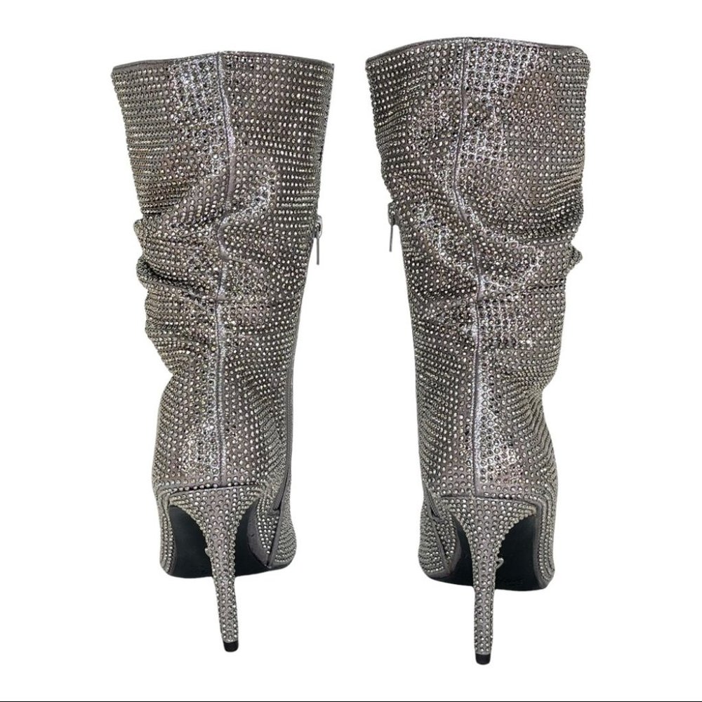 Thalia Sodi Glittering Silver Heeled Boots - Picture 6 of 12
